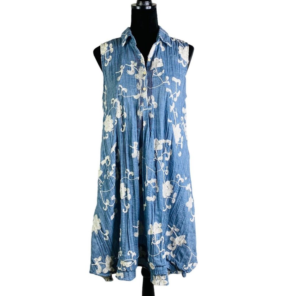 Anthropologie Blue Floral High Low Dress
